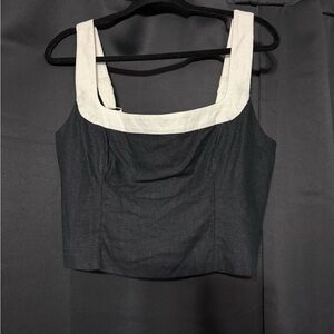 Abercrombie & Fitch Black and Cream Crop Top